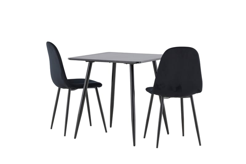 Polar Spisegruppe 75 cm Kvadratisk med 2 Polar stoler - Sort/Sort - Møbler - Bord - Spisegrupper