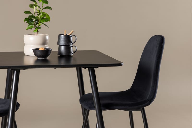 Polar Spisegruppe 75 cm Kvadratisk med 2 Polar stoler - Sort/Sort - Møbler - Bord - Spisegrupper