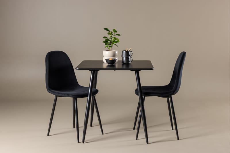 Polar Spisegruppe 75 cm Kvadratisk med 2 Polar stoler - Sort/Sort - Møbler - Bord - Spisegrupper