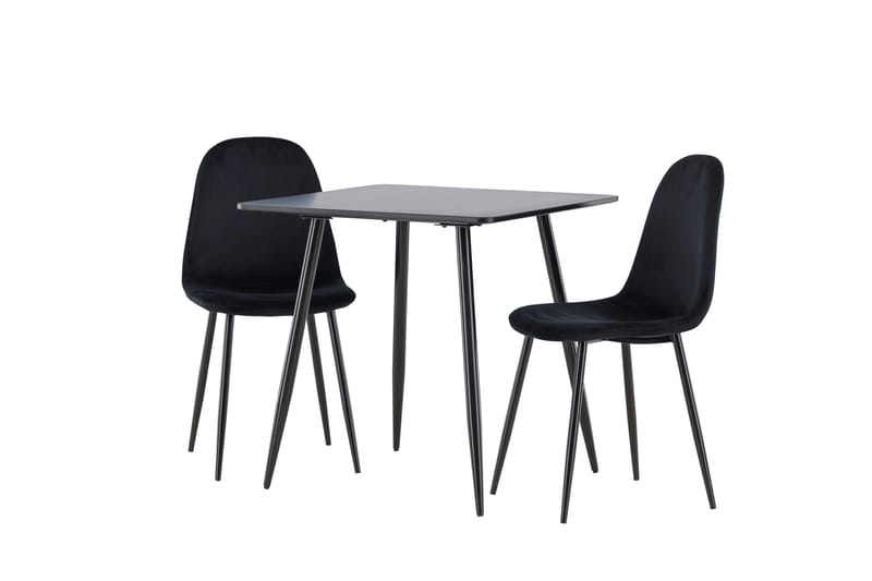 Polar Spisegruppe 75 cm Kvadratisk med 2 Polar stoler - Sort/Sort - Møbler - Bord - Spisegrupper