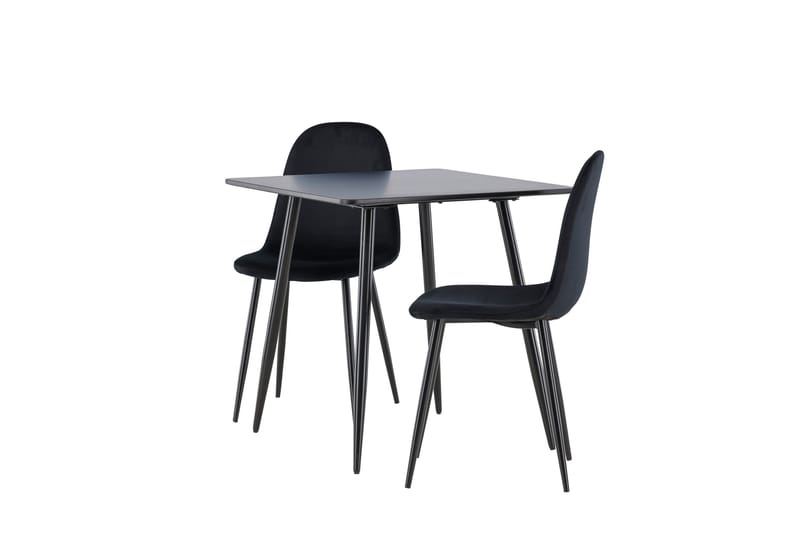 Polar Spisegruppe 75 cm Kvadratisk med 2 Polar stoler - Sort/Sort - Møbler - Bord - Spisegrupper