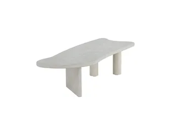 Polle Asymmetrisk Sofabord 160 cm med Steinplate - Grå - Møbler - Bord - Sofabord