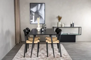Polly Rektangulær Spisegruppe 120 cm med 4 Silar Spisestoler - svart/natur - Møbler - Bord - Spisegrupper