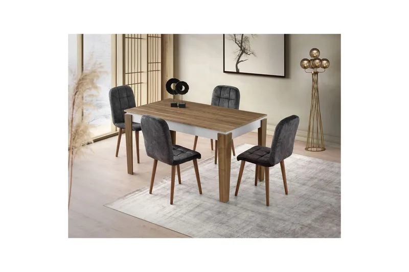 Pradera Spisebord 175 cm Rektangulær - Valnøtt/Hvit - Møbler - Bord - Spisebord & kjøkkenbord