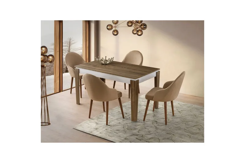 Pradera Spisebord 175 cm Rektangulær - Valnøtt/Hvit - Møbler - Bord - Spisebord & kjøkkenbord