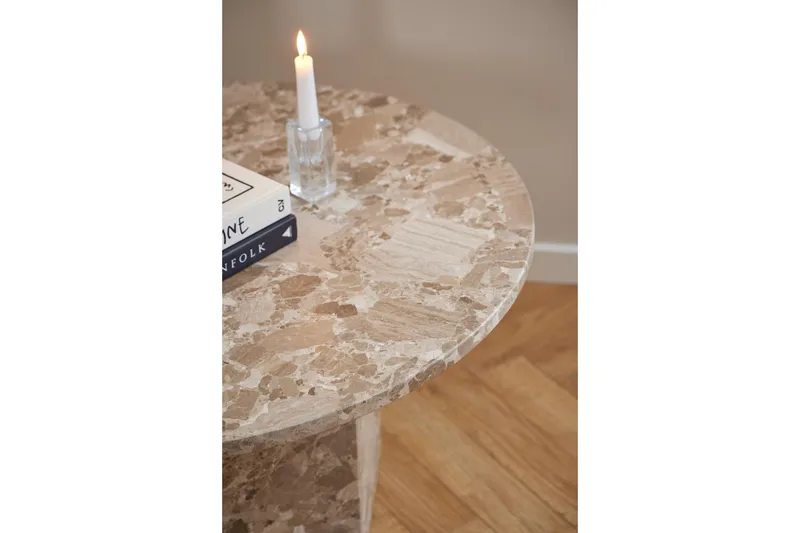 Prisa Rundt Sofabord i Marmorstein 80 cm - Beige - Møbler - Bord - Sofabord