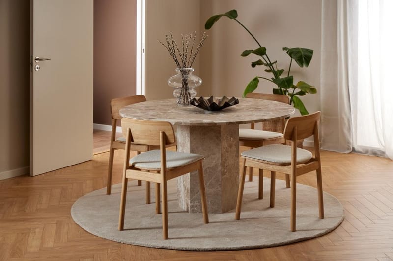 Prisa Rundt Spisebord i Marmorstein 130 cm - Beige - Møbler - Bord - Spisebord & kjøkkenbord