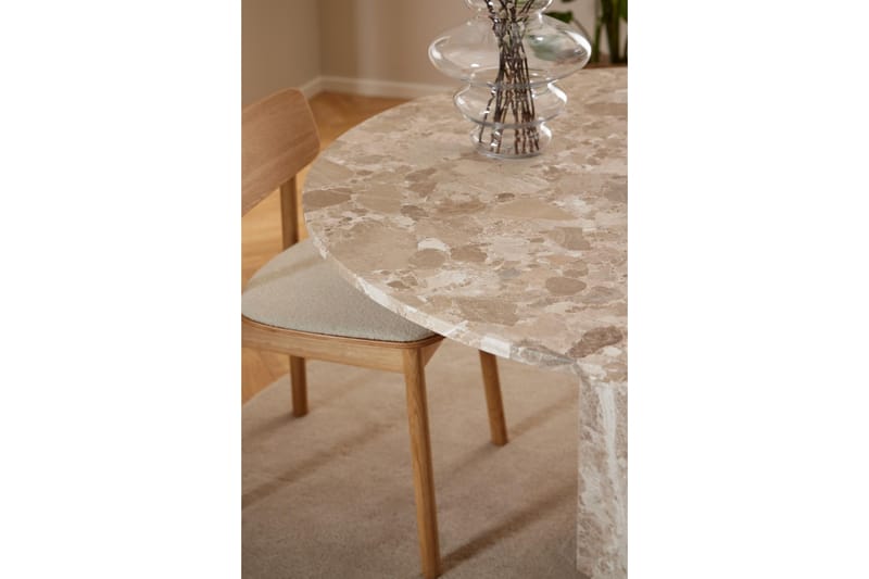 Prisa Rundt Spisebord i Marmorstein 130 cm - Beige - Møbler - Bord - Spisebord & kjøkkenbord