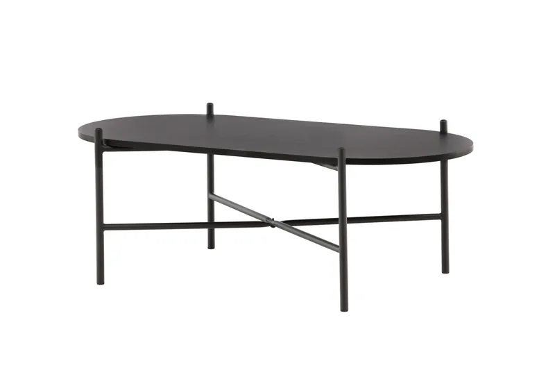 Pueblo 120 cm Ovalt Sofabord i Malt Tre - Sort - Møbler - Bord - Sofabord