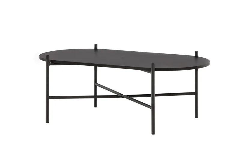 Pueblo 120 cm Ovalt Sofabord i Malt Tre - Sort - Møbler - Bord - Sofabord