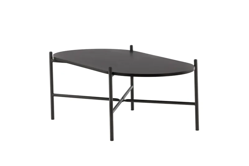 Pueblo 120 cm Ovalt Sofabord i Malt Tre - Sort - Møbler - Bord - Sofabord