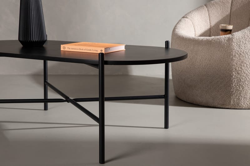 Pueblo 120 cm Ovalt Sofabord i Malt Tre - Svart - Møbler - Bord - Sofabord