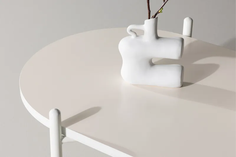 Pueblo 65,5 cm Ovalt Sofabord i Lyst Tre - Hvit - Møbler - Bord - Sofabord