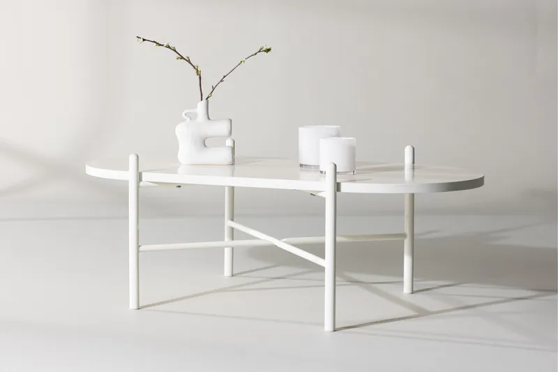 Pueblo 65,5 cm Ovalt Sofabord i Lyst Tre - Hvit - Møbler - Bord - Sofabord