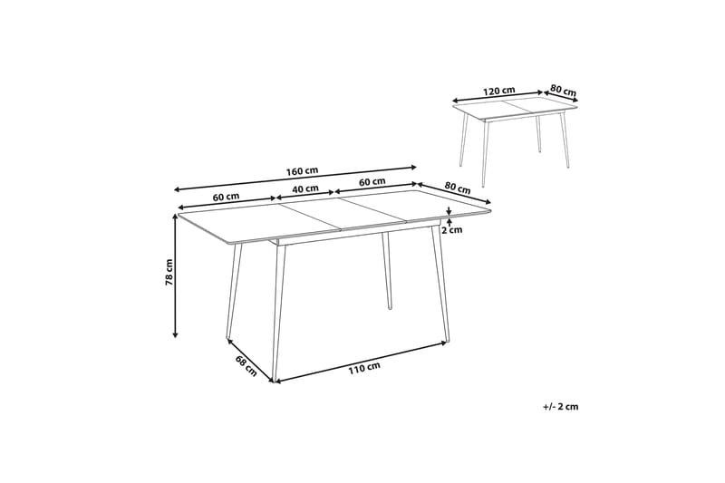 Rablio Spisebord Uttrekkbart 120-160x80 cm - Svart/Grå - Møbler - Bord - Spisebord & kjøkkenbord
