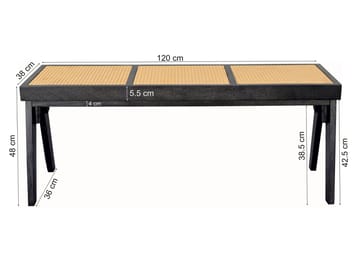 Ralvik benk 120 cm i rotting og massivt akasietre - svart rotting - Møbler - Mediamøbel & tv møbel - TV-benk & mediabenk