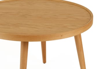 Ranvik 80 cm Rundt Sofabord med Hevet Kant i Eik - Brun - Møbler - Bord - Sofabord