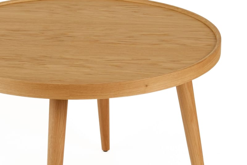 Ranvik 80 cm Rundt Sofabord med Hevet Kant i Eik - Brun - Møbler - Bord - Sofabord