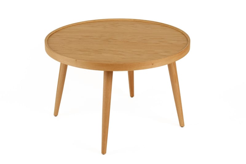 Ranvik 80 cm Rundt Sofabord med Hevet Kant i Eik - Brun - Møbler - Bord - Sofabord
