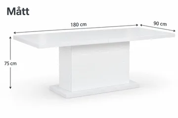 Ratliff spisebord 180 cm uttrekkbart med ileggsplate - Hvit - Møbler - Bord - Spisebord & kjøkkenbord