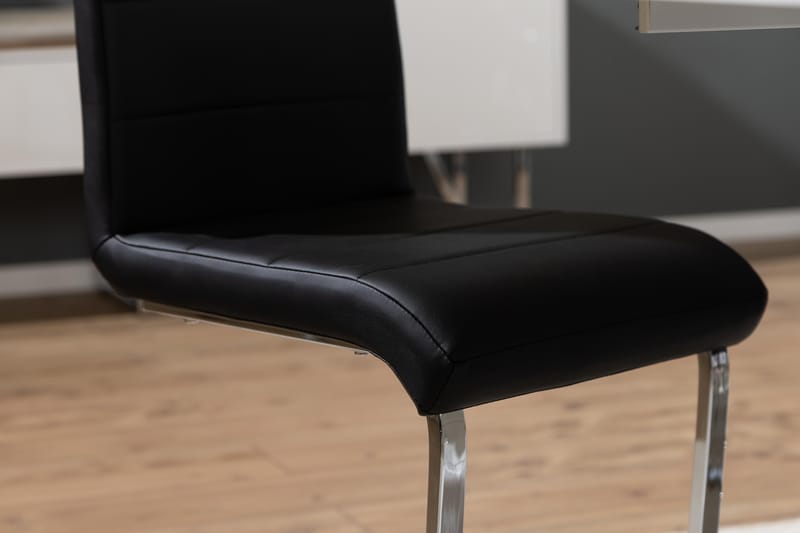 Ratliff Spisegruppe 180 cm + 6 Stoler Utvidbart med Tilleggsplate - Hvit/Svart PU/Krom - Møbler - Bord - Spisegrupper