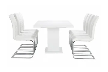 Ratliff Spisegruppe 180 cm + 8 Sorado Stoler - Hvit/Krom - Møbler - Bord - Spisegrupper