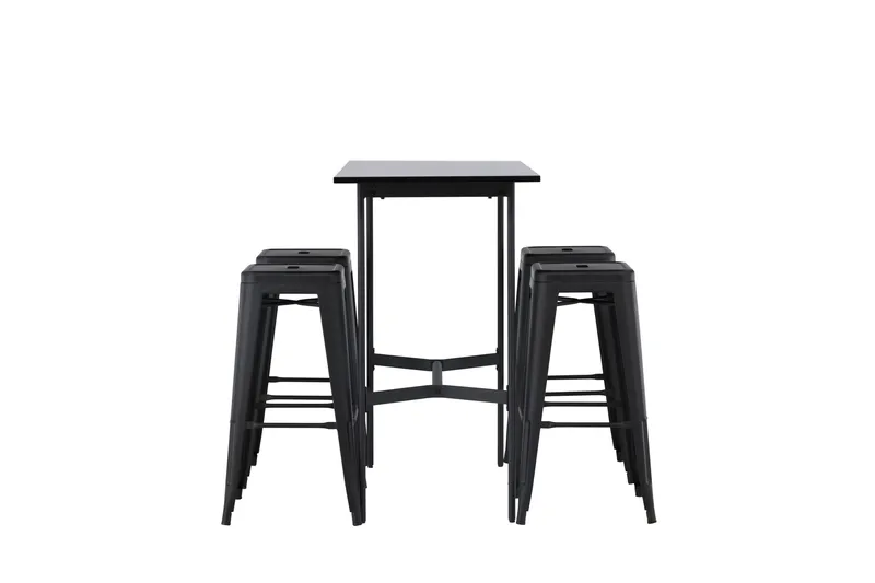 Rax Spisegruppe 120 cm Rektangulær med 4 Adesto Stoler - Sort - Møbler - Bord - Spisegrupper