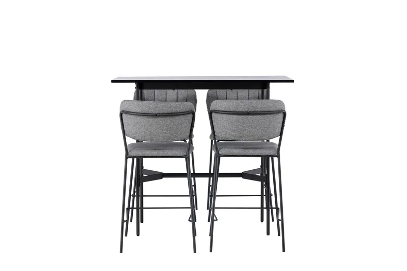 Rax Spisegruppe 120 cm Rektangulær med 4 Bell Stoler, Sort