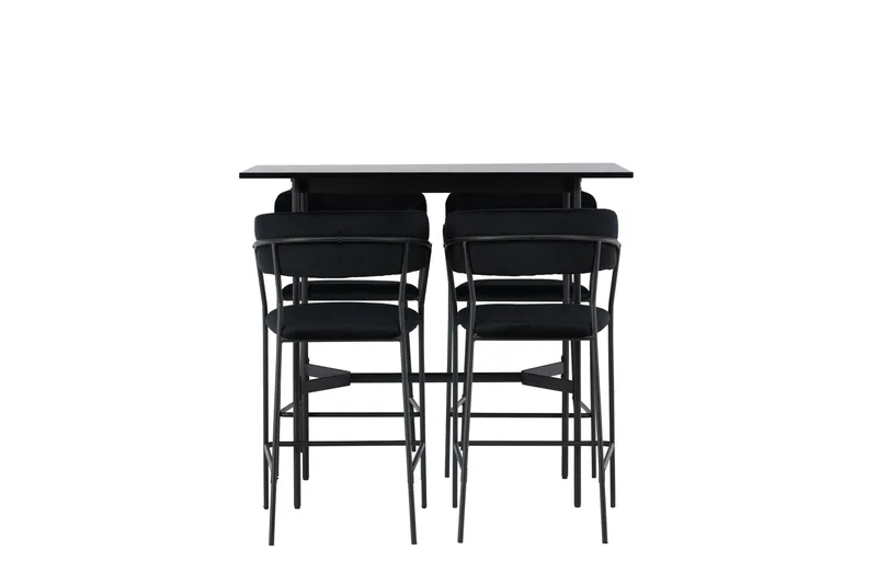 Rax Spisegruppe 120 cm Rektangulær med 4 Lui Stoler, Sort