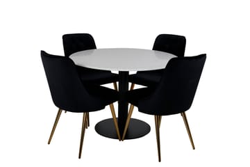 Razzia Spisegruppe 106 cm Rund med 4 Velvet Deluxe Stoler