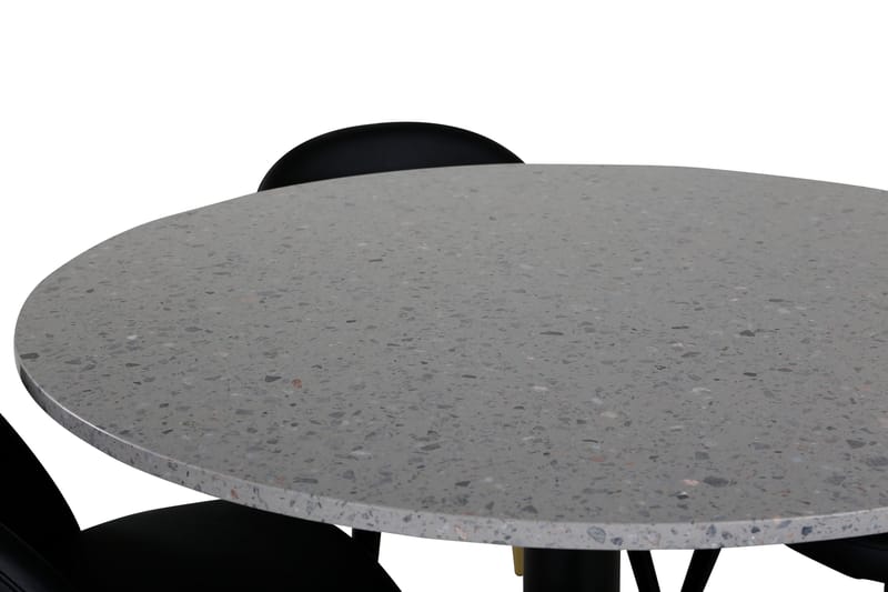 Razzia Spisegruppe 106 cm Rund med 4 Velvet Stoler - Sort/Guld - Møbler - Bord - Spisegrupper
