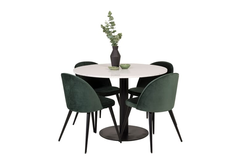 Razzia spisegruppe 106 cm rund med 4 Velvet stoler - Møbler - Bord - Spisegrupper