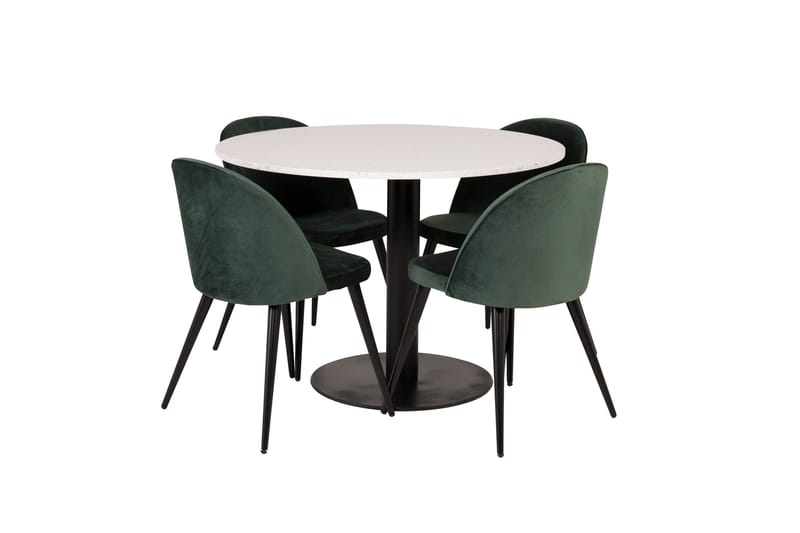 Razzia spisegruppe 106 cm rund med 4 Velvet stoler - Møbler - Bord - Spisegrupper