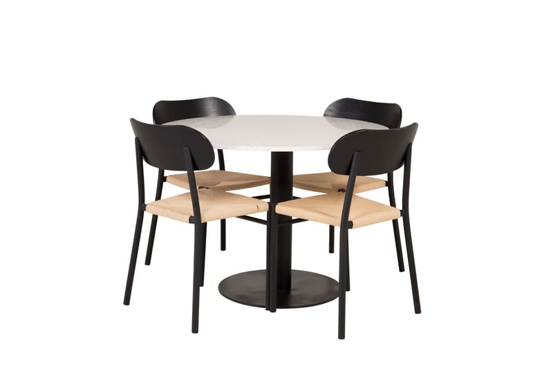 Razzia Spisegruppe 106 cm Rund med 4 Polly Stoler - Sort - Møbler - Bord - Spisegrupper