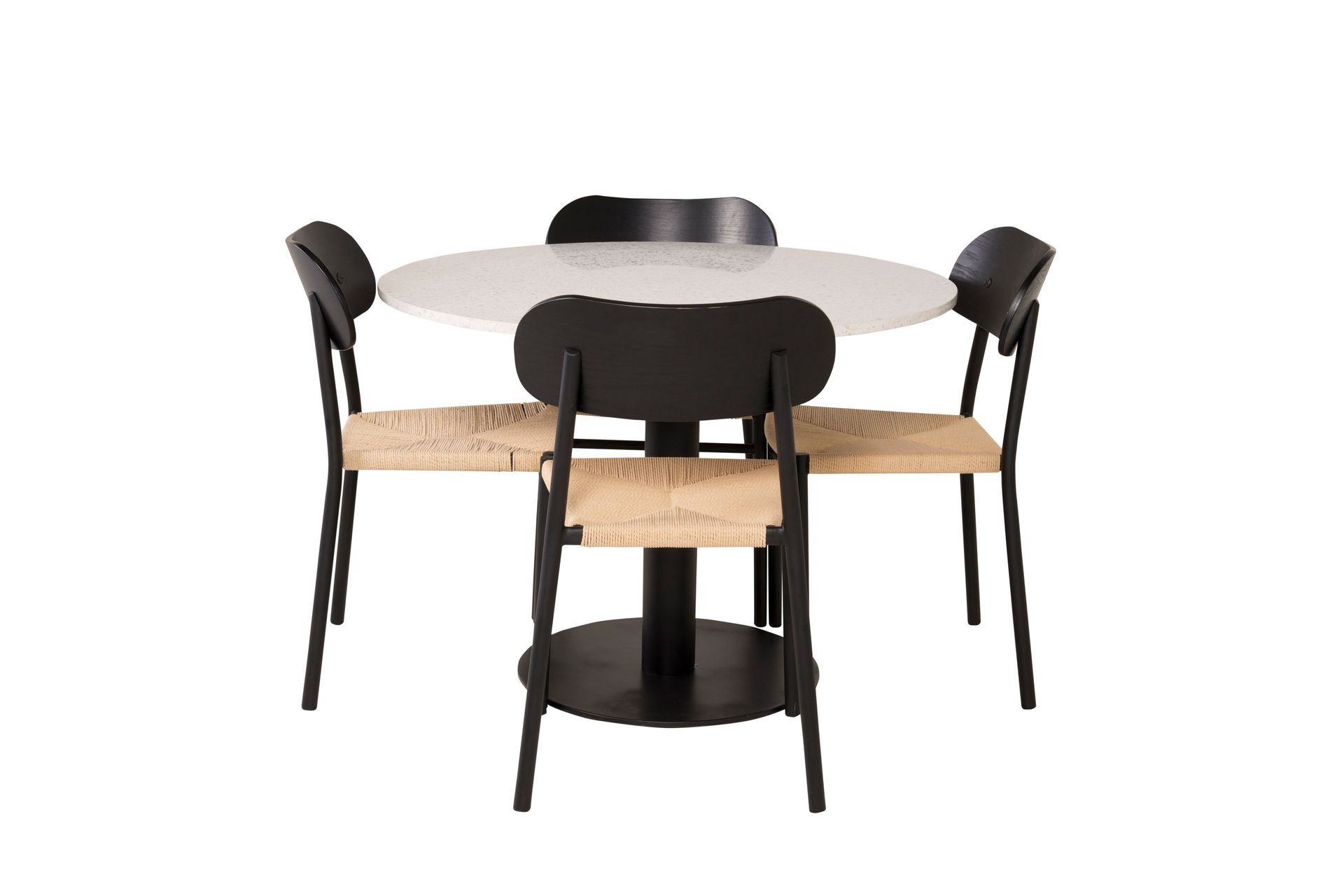 Razzia Spisegruppe 106 cm Rund med 4 Polly Stoler - Sort - Møbler - Bord - Spisegrupper