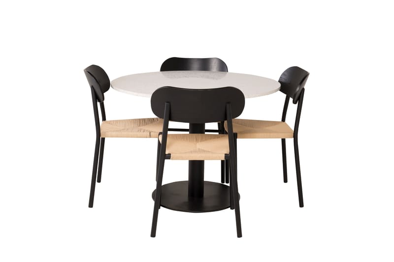 Razzia Spisegruppe 106 cm Rund med 4 Polly Stoler - Sort - Møbler - Bord - Spisegrupper