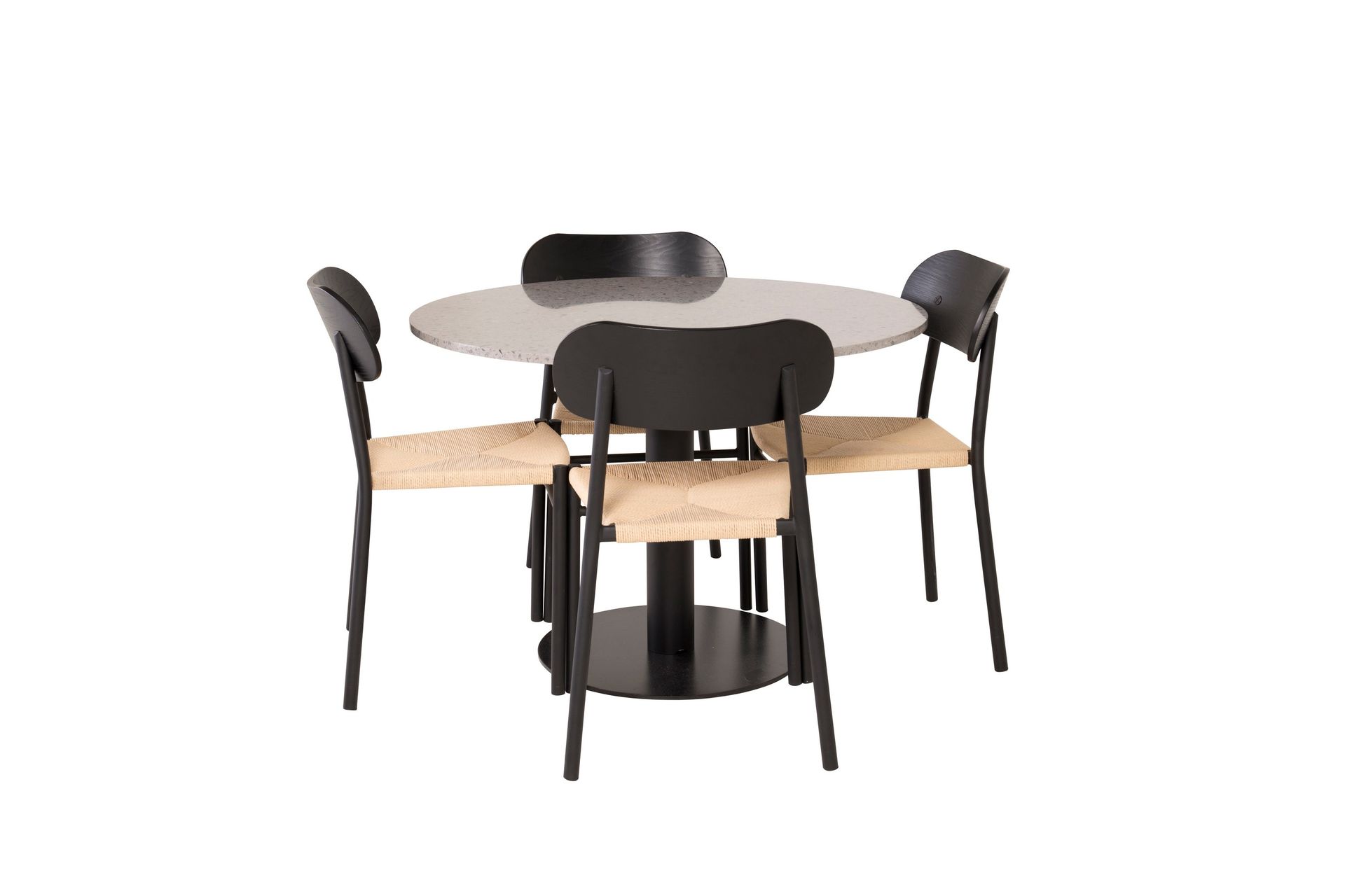 Razzia Spisegruppe 106 cm Rund med 4 Polly Stoler - Sort - Møbler - Bord - Spisegrupper