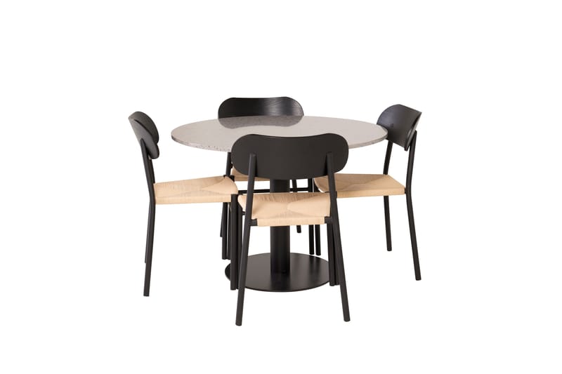 Razzia Spisegruppe 106 cm Rund med 4 Polly Stoler - Sort - Møbler - Bord - Spisegrupper
