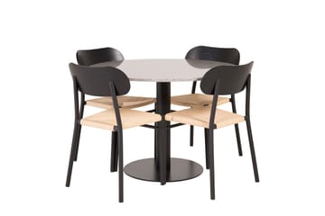 Razzia Spisegruppe 106 cm Rund med 4 Polly Stoler - Sort - Møbler - Bord - Spisegrupper