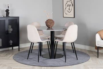 Razzia Spisegruppe 106 cm Rund med 4 Polar Stoler - Beige - Møbler - Bord - Spisegrupper