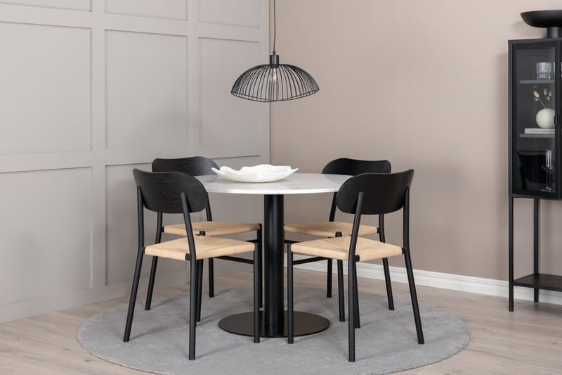 Razzia Spisegruppe 106 cm Rund med 4 Polly Stoler - Sort - Møbler - Bord - Spisegrupper