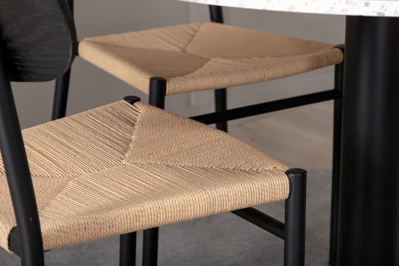 Razzia Spisegruppe 106 cm Rund med 4 Polly Stoler - Sort - Møbler - Bord - Spisegrupper
