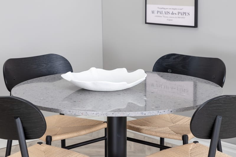 Razzia Spisegruppe 106 cm Rund med 4 Polly Stoler - Sort - Møbler - Bord - Spisegrupper