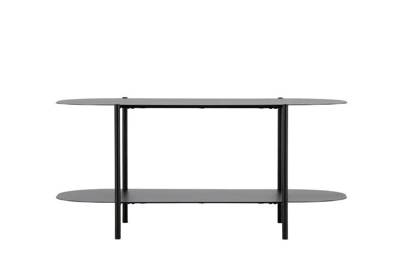 Recife 100 cm Ovalt Salongbord med Hyller i Metall, Sort