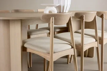 Rektangulær spisegruppe Tyresö 220 cm med 6 Ven stoler - Natur/Whitewash - Møbler - Bord - Spisegrupper
