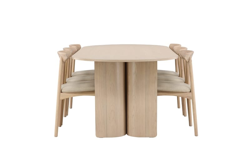 Rektangulær spisegruppe Tyresö 220 cm med 6 Ven stoler - Natur/Whitewash - Møbler - Bord - Spisegrupper