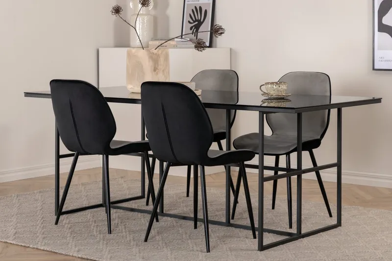Rektangulær spisegruppe Venture Home Leif, Emma, lys grå