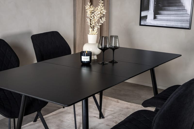Rektangulær spisegruppe Venture Home Silar, Gemma - svart - Møbler - Bord - Spisegrupper