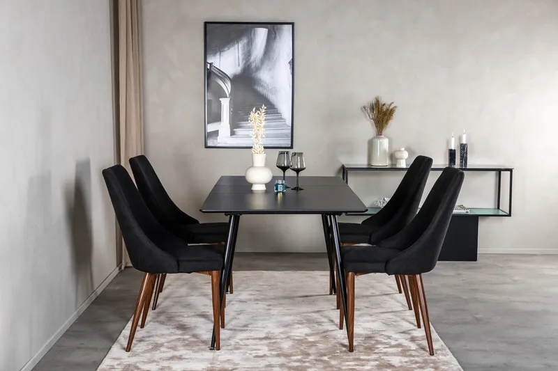 Rektangulær spisegruppe Venture Home Silar, Leone, svart
