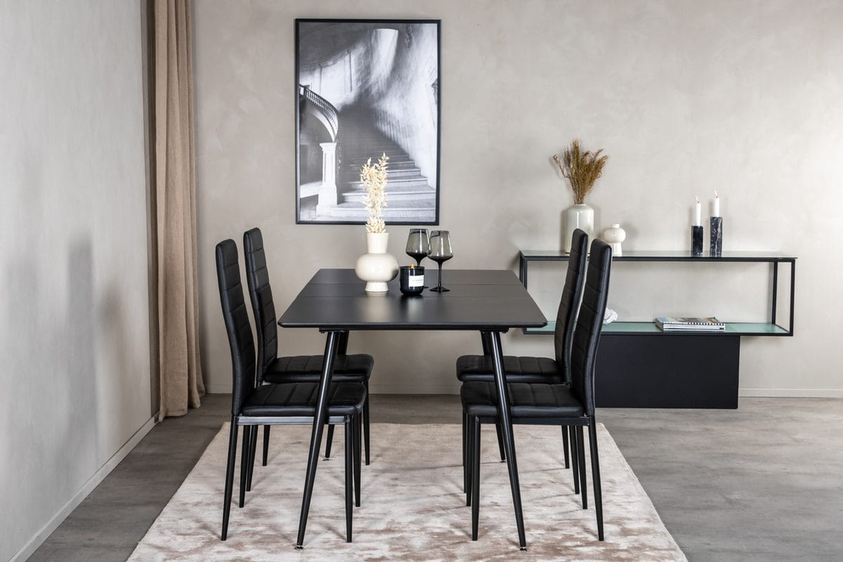 Rektangulær spisegruppe Venture Home Silar, Slim - svart
